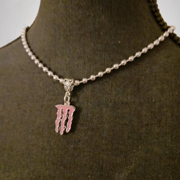 Baby Pink Monster Logo Ball Bead Choker Necklace - Picture 10 of 10